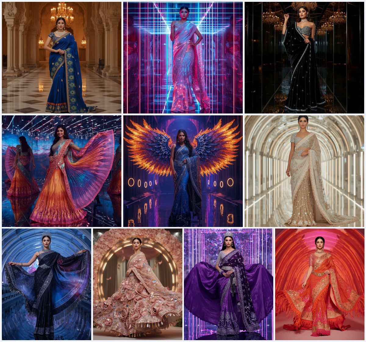 Best 10 Artistic Child Saree AI Prompts for Digital Mixed Media Art | prompt for gemini ai girl style trending instagram reddit