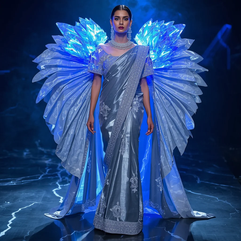 Crystal Lightning Saree with Electric Storm Arena | cute prompt for girls in saree in english - New 10 Playful Young Girl Saree AI Prompts for Playground Adventures AI Prompt