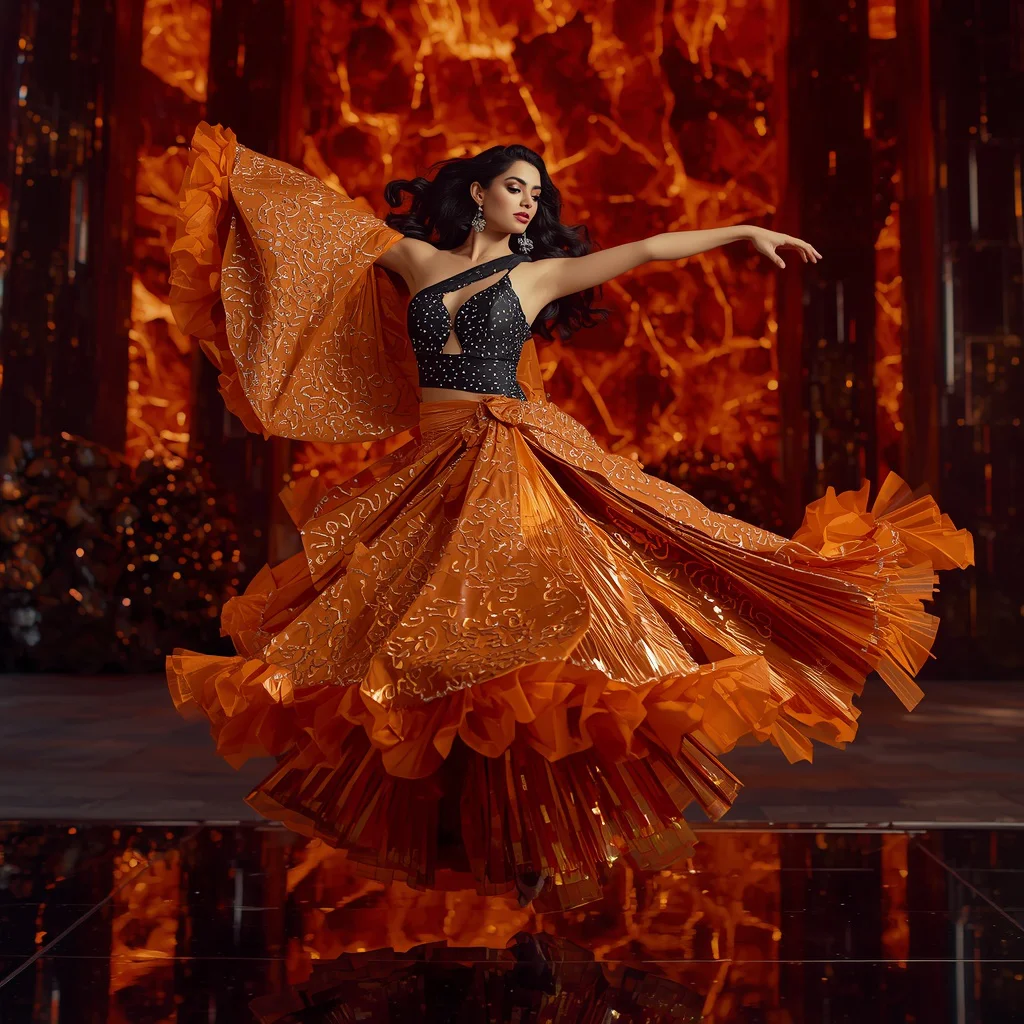 Crystal Volcano Saree with Lava Fantasy Chamber | new instagram trend prompt for girl saree look in english - New 10 Playful Young Girl Saree AI Prompts for Playground Adventures AI Prompt
