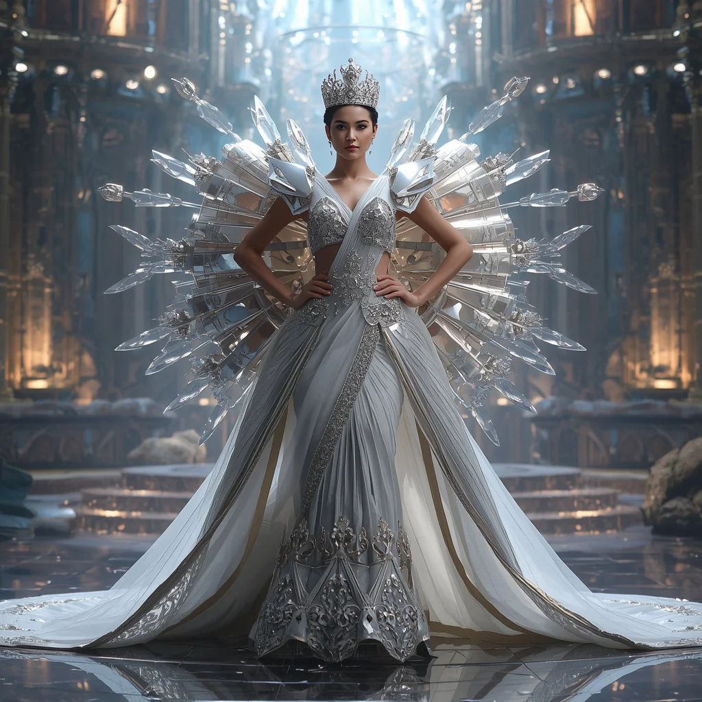 Diamond Crystal Crown Armor Saree with Floating Warrior Empire | saree woman ai prompt - Professional Solid Saree AI Image Prompts for Executive Elegance AI Prompt