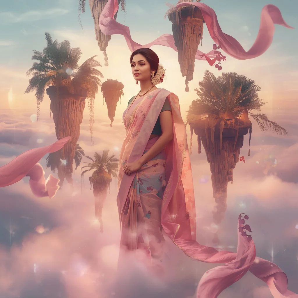 Festive Pastel Saree Floating Silk Islands Collage Dream Cinematic | cinematic saree ai prompt - Top 10 Luxury Saree AI Image Prompts for Royal Indian Bridal Fashion Photography with Exquisite Details AI Prompt
