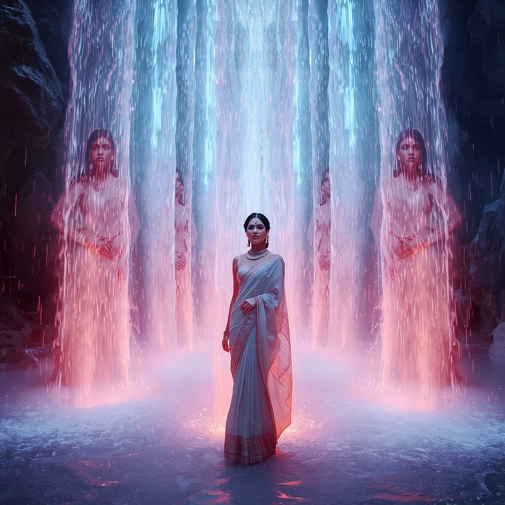 Festive Pastel Saree Neon Energy Waterfall Collage Modern Cinematic | prompt for gemini ai girl style trending instagram link - Top 10 Luxury Saree AI Image Prompts for Royal Indian Bridal Fashion Photography with Exquisite Details AI Prompt