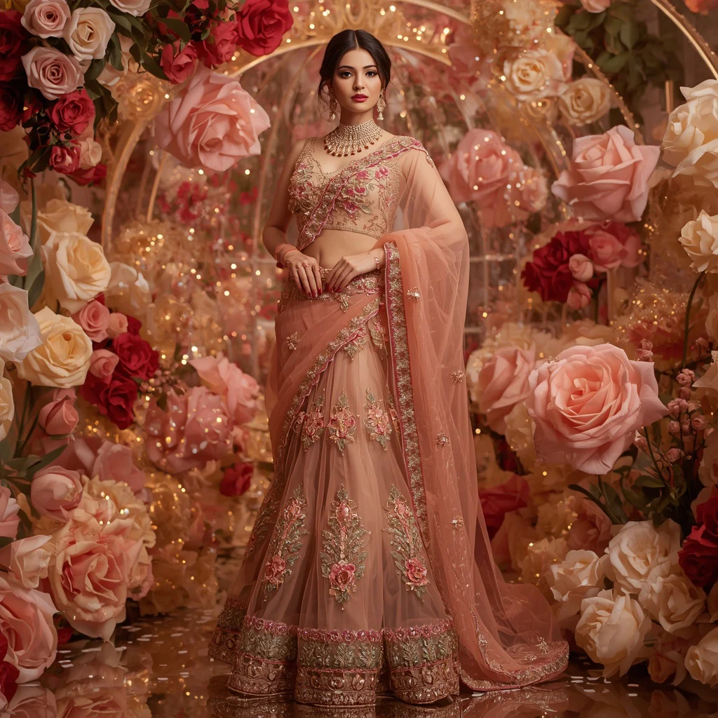 Floating Rose Crystal Dome Saree with Luxury Floral Kingdom | gemini ai photo prompt copy paste trending 2026 instagram - Charming Young Girl Saree AI Image Prompts for Vibrant Cultural Portraits AI Prompt