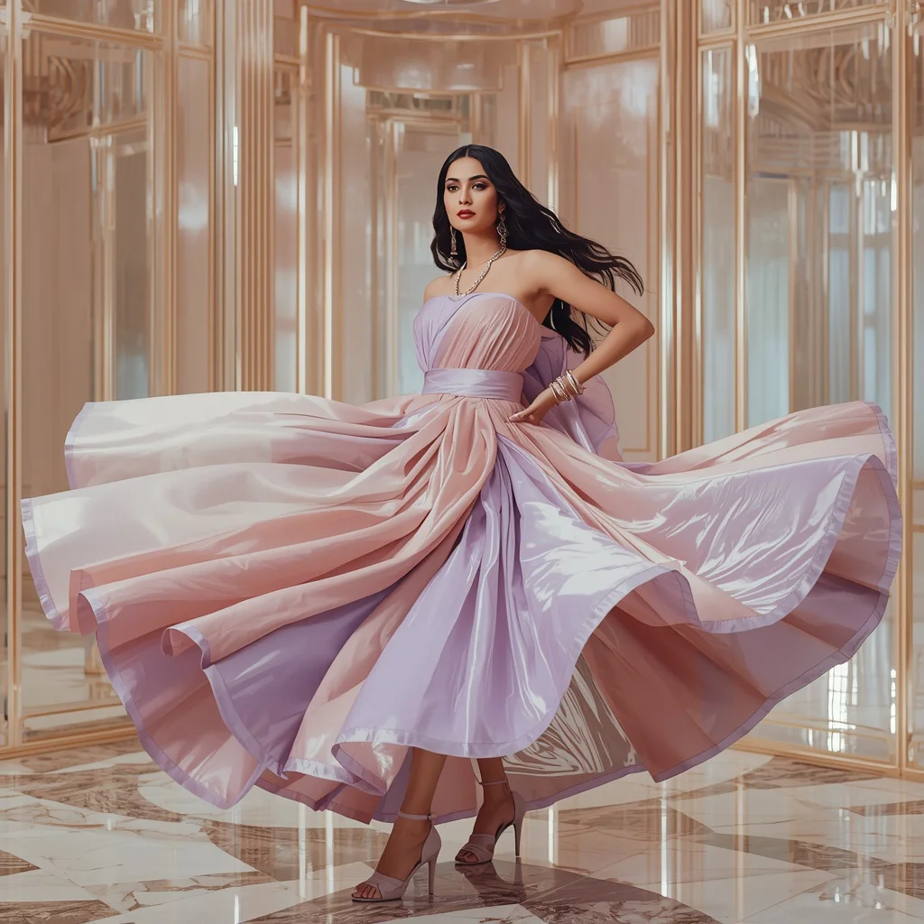 Giant Floating Ribbon Saree with Luxury Pastel Dream Hall | image prompt - Best 10 Serene Child Saree AI Prompts for Cloud Gazing Photography AI Prompt