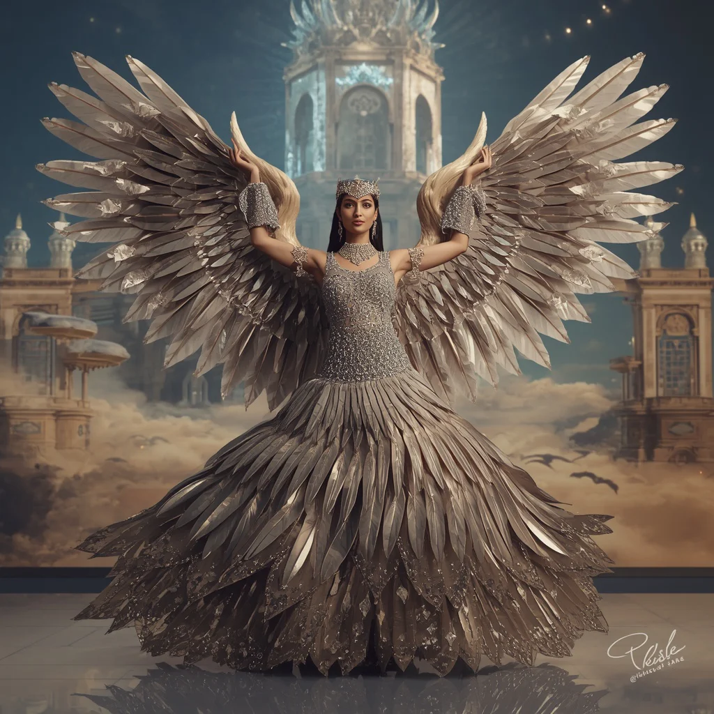 Luxury Crystal Eagle Saree with Sky Kingdom Fortress | gemini girl photo prompt indian style instagram - Professional Solid Saree AI Image Prompts for Executive Elegance AI Prompt