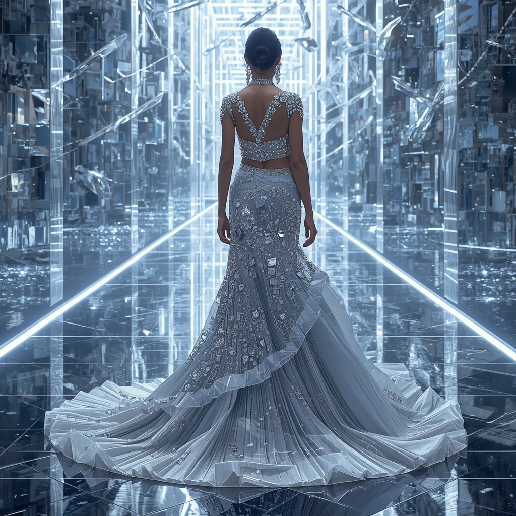 Luxury Crystal Maze Saree with Infinite Mirror Labyrinth Empire | trending prompt copy paste instagram - Best 10 Serene Child Saree AI Prompts for Lakeside Meditation Photography AI Prompt